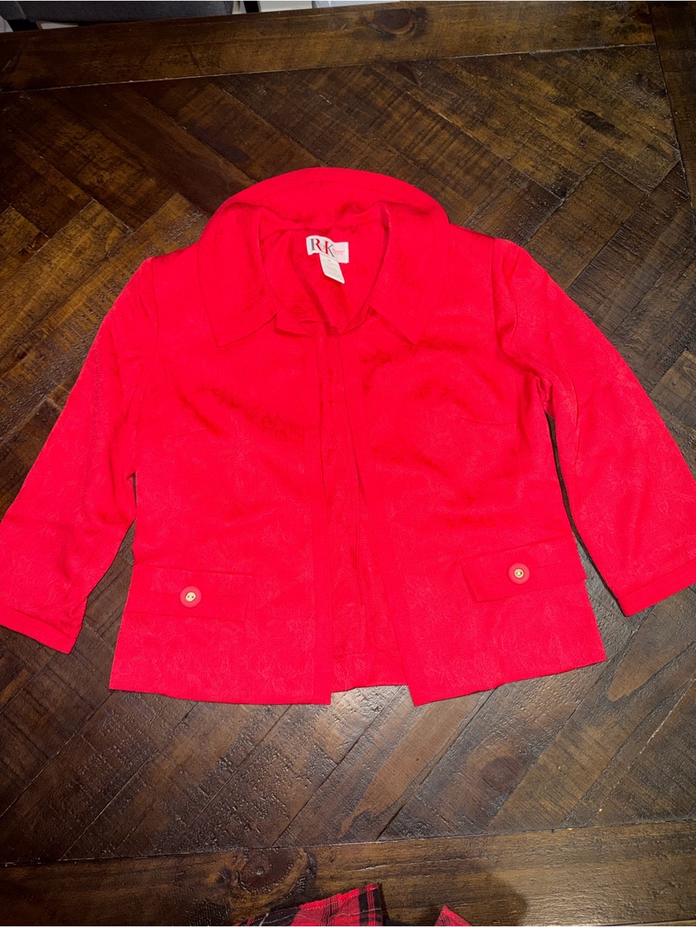 RK Red Women's Blazer Jacket - Classic Collared Suit Jacket
